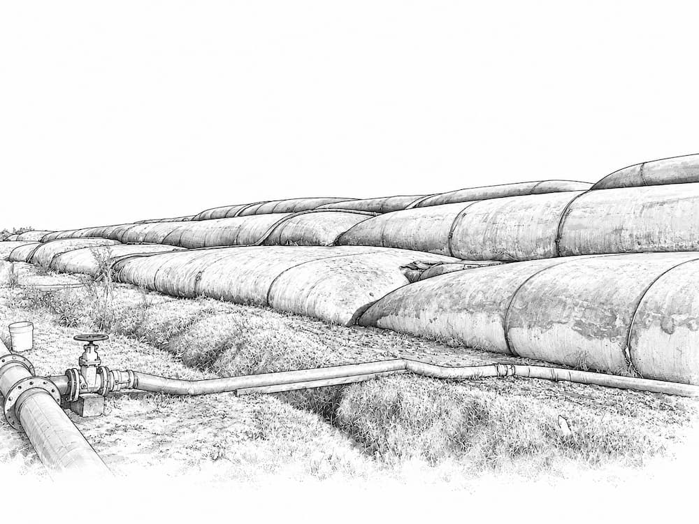 Monochrome dewatering tube site sketch