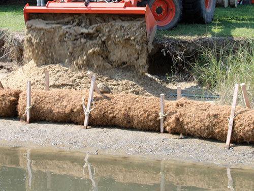 coir log with on construction