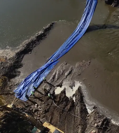 Position the cofferdam in the work area